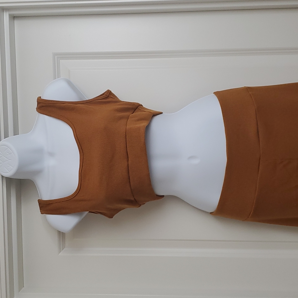 Rib Crop Tops and Leggings Set